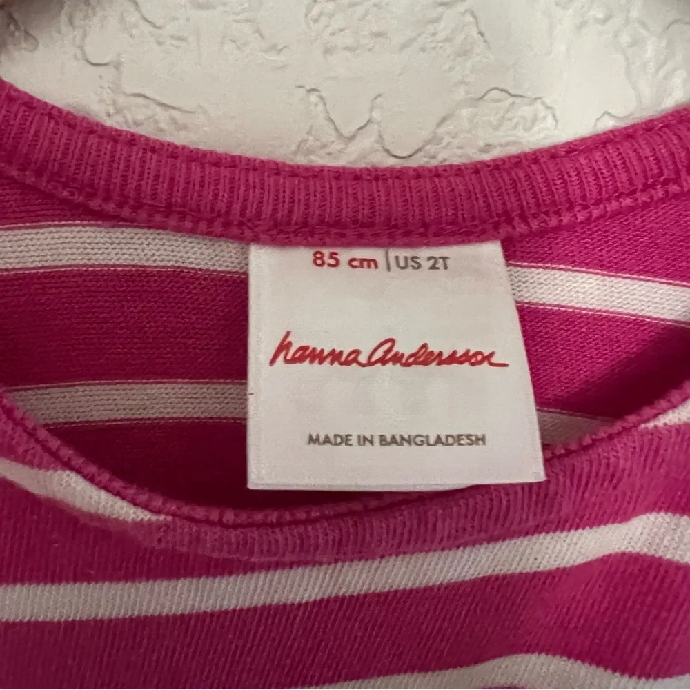 Hanna Andersson Girls Striped Flower pocket Dress